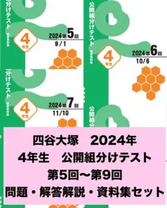 最新　２０２４年度　四谷大塚　4年生　5回〜9回　組分けテスト　過去問資料セット