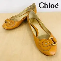 Chloe クロエ パンプス ローヒール レザー 23cm キャメル レディース