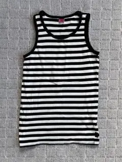 Fiorucci 黒と白のストライプ タンクトップ160cm