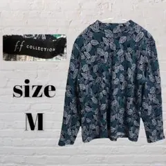 ff COLLECTION【M】リーフ柄 長袖 トップス グリーン ボタニカル