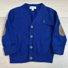 【美品】ラルフローレン　コットン　カーディガン　ブルー　エルボーパッチ