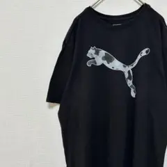 PUMA Tシャツ アニマル デカロゴ 迷彩 黒 ブラック 古着