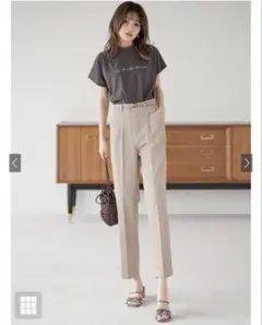 【新品未使用】GRLベルト付きセンタープレステーパードパンツ L パープル 通勤