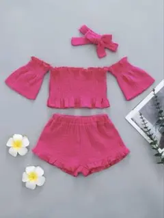 ピンクのオフショルダーセット