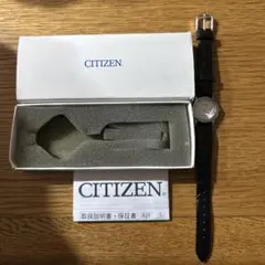 CITIZEN ブラックレザーストラップ 時計　レトロ