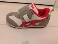 【左足のみ】ASICS キッズスニーカー グレー/レッド ベルクロ