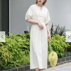 ドロストスリーブウエストタックワンピース