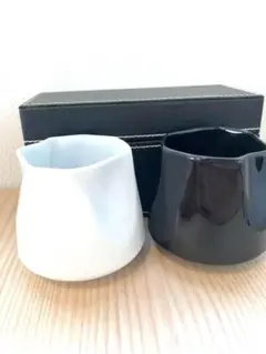 ホワイト・ブラック 陶器カップ 2個セット