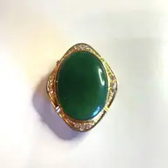 【美品】アンティーク翡翠ネックレスチャーム　GOLDGP スカーフ留