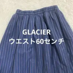 GLACIER ネイビーストライプフレアスカート