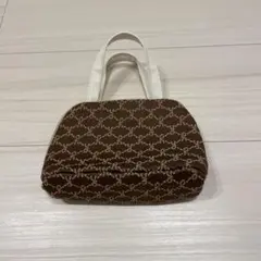 リボン模様 ブラウン ハンドバッグ