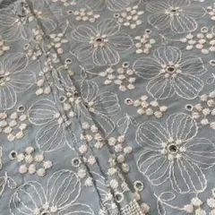 刺繍レース生地水色