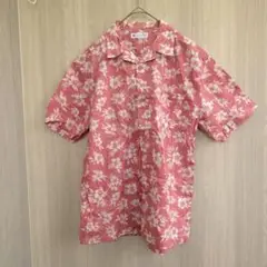 RESTORATION シャツ ポロシャツ 柄シャツ 半袖 ピンク Mサイズ