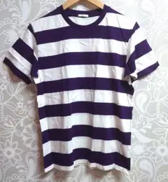 【着用1回】GU 紫と白のストライプ Tシャツ