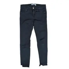 ♦ザラ【34】ダメージデニムジーンズボトムススキニーストレッチパンツシンプル