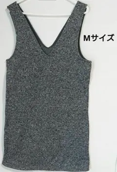 Ｖネック ノースリーブワンピース グレー