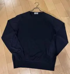 ジョンスメドレー　コットン　ニット　ロングスリーブ　ネイビー　Mサイズ