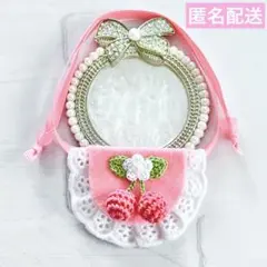 いつぬい ぬい用 花付き ピンク さくらんぼ スタイ よだれかけ モンぬい