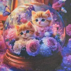④未使用　可愛い猫ちゃんパネル生地6枚です。
