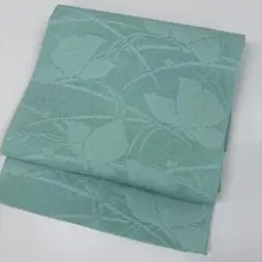 夏帯 名古屋帯 紗 紋紗のミントグリーン 八寸 化繊AO-4624