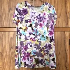 花柄 半袖カットソー、ボレロ付き