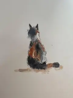 水彩画 猫 アート作品nan-267