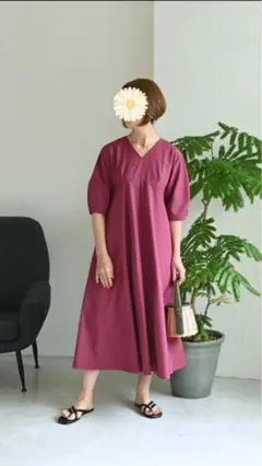 JUSTJOY　バルーンススリーブドレス　試着のみ　Ｍ-Ｌ