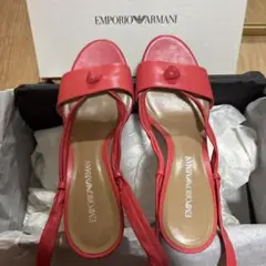 ほぼ未使用EMPORIO ARMANI 赤 レザー ミュール　サンダルアルマーニ