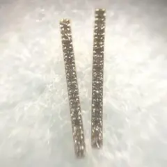 【Jouete】ジュエッテ K10 ダイヤモンド バー ピアス 合計0.08ct