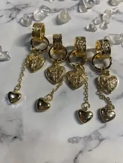 ゴールドハート金属パーツ4個セット