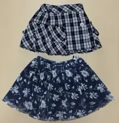 MPSなど チェック柄＋花柄キュロット 130サイズ