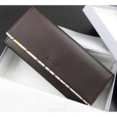 送料込み☆新品☆箱付 ポールスミス ポイントマルチ 長財布 濃茶