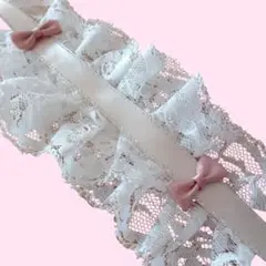 ぬい服ヘッドドレスレースリボンピンクおまんじゅう ともぬい いつぬい ちびぐるみ