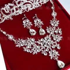 N♡大粒イヤリング/ピアス・ネックレス☆2点セットウェディングアクセサリー結婚式