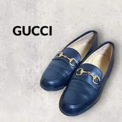GUCCI グッチ イタリア製 ビットローファー レザー 35.5 ネイビー