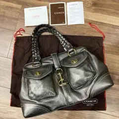 【美品】COACH コーチ ハンドバッグ トートバッグ シルバー ターンロック