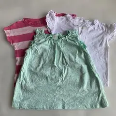 80サイズ Ｔシャツ 3点　ピンク　白　グリーン