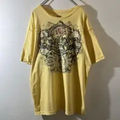 T-558 CREMIEUX エンボス プリント イエロー Tシャツ Lサイズ