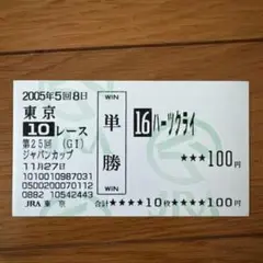 ■現地的中単勝馬券■ ハーツクライ 2005年　有馬記念 ハーツクライ2005年有馬記念現地単勝馬券