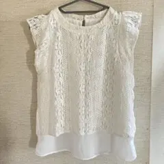 mysty woman 刺繍ブラウス　半袖　カットソー　ホワイト　シンプル　白