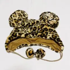 ディズニー　ファンキャップ　ミニー　ヒョウ柄　レオパード柄　ブラウン