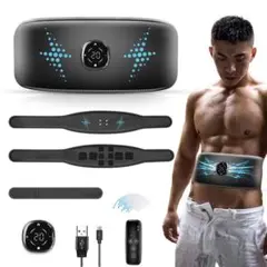EMS 腹筋ベルト ジェルシート不要 10種類モード 10枚伝導布 20段階強度