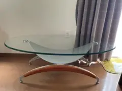 楕円形ガラスセンターテーブル