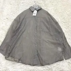 n6827 新品タグ付き✨長袖シアーシャツ F オーガンジー ゆったり 薄手