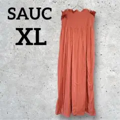 SAUC 【XL】オレンジ シャーリングキャミワンピース