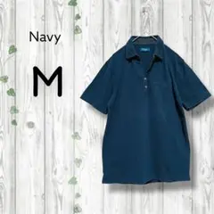 ネイビー　Navy　ポロシャツ　かのこ　ステッチ　ポケット　水玉　紺