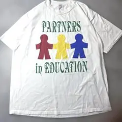 90s PARTNERS IN EDUCATION プリントT 白 USA製