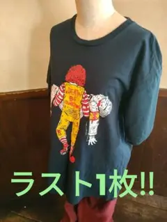 9月限定10%値下げ‼マック＆KFC面白Tシャツ ダークブルー Lサイズ