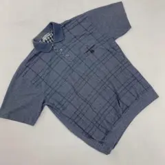 DINA BIRD チェック柄ポロシャツ 半袖グレー系LL