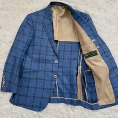 高級 Loro Piana ロロピアーナ シルク混 チェック テーラードジャケッ
